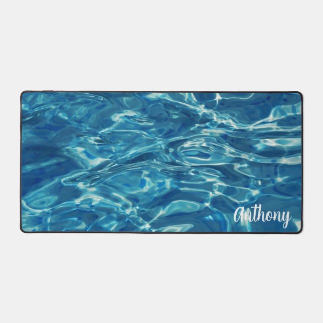 Personalised Clear Blue Water  Desk Mat (Front)