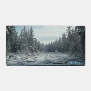 Personalised Clearing in a Snowy Forest Desk Mat
