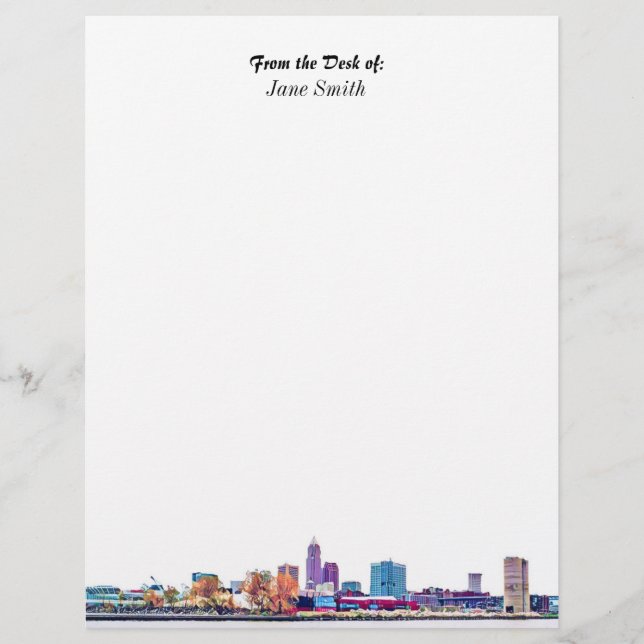 Personalised Cleveland Skyline Letterhead (Front)