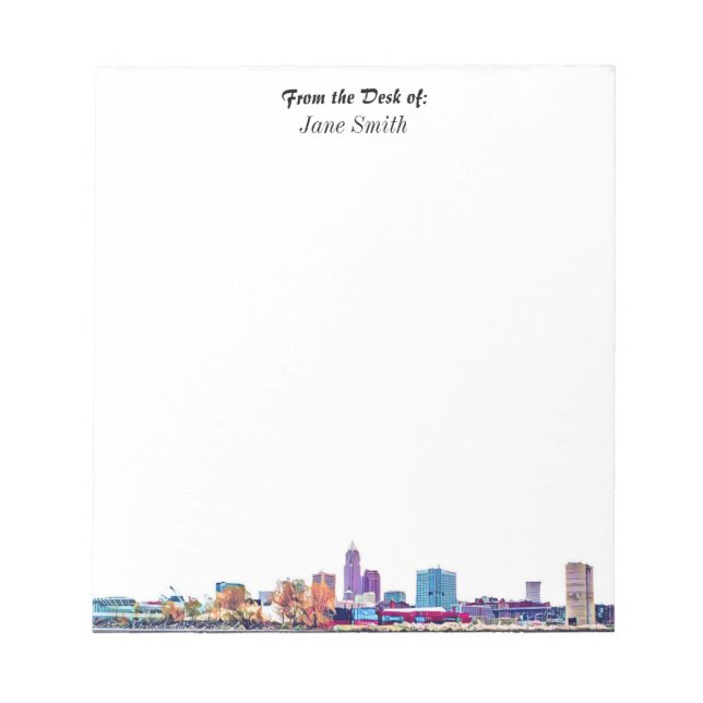 Personalised Cleveland Skyline Notepad (Front)
