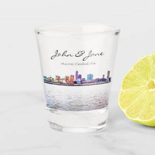Personalised Cleveland Skyline Shot Glass