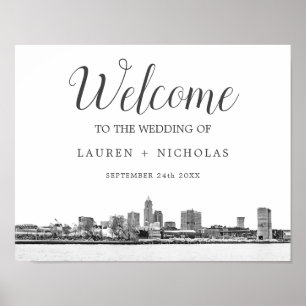 Personalised Cleveland Skyline Wedding Welcome Poster