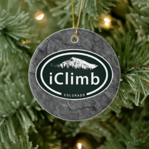 Personalised Climbing iClimb Colorado Mountain Ceramic Tree Decoration