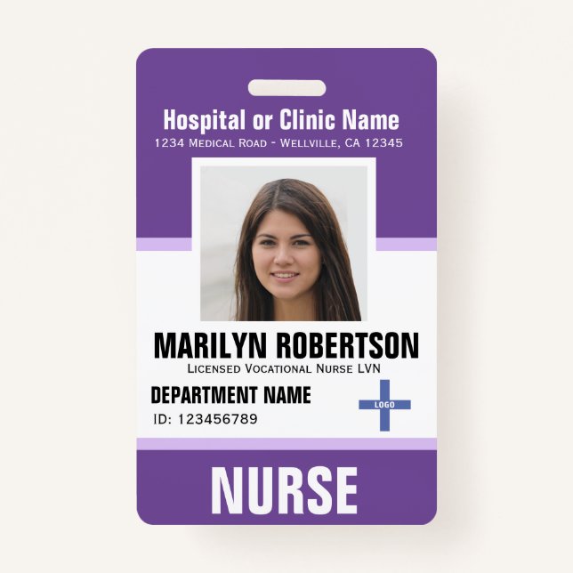 Personalised Clinic Hospital Employee Badge ID Badge (Front)