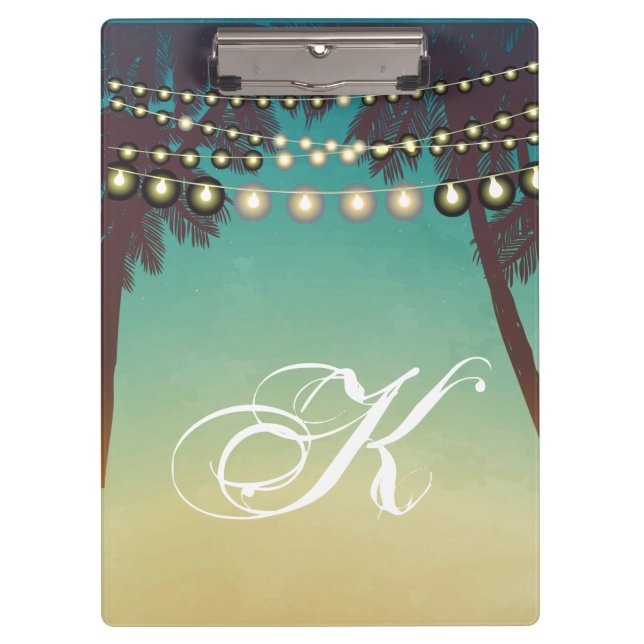 Personalised Clip Board Beach Sunset Palm Trees St (Front)