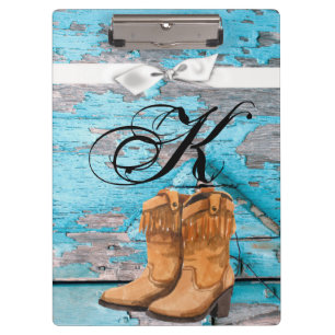 Personalised Clip Board Blue Wood Barn Door Boots