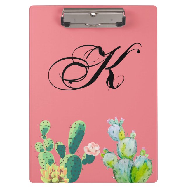 Personalised Clip Board Bohemian Cactus Succulents (Front)