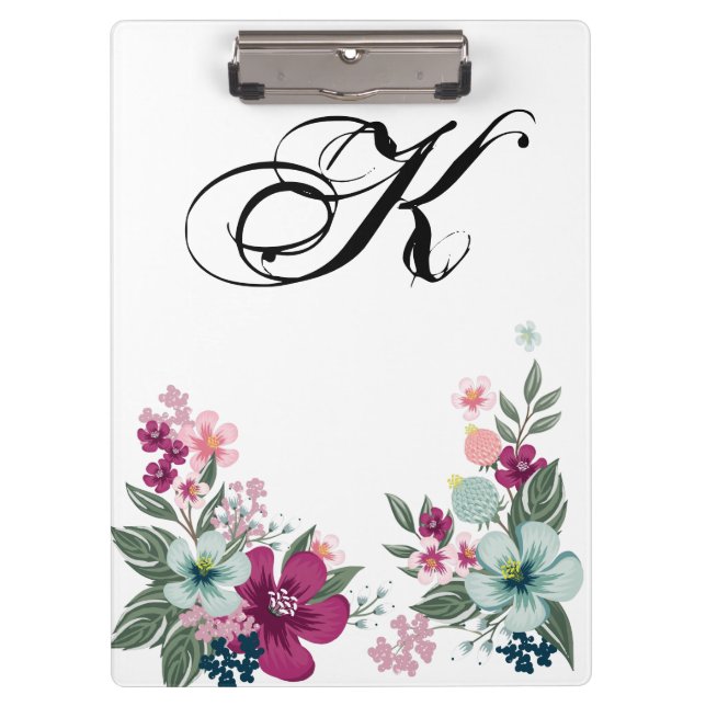 Personalised Clip Board Tropical Flower on White (Front)