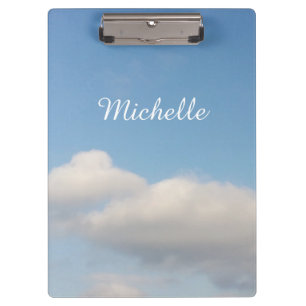 Personalised clipboard Blue sky and white clouds