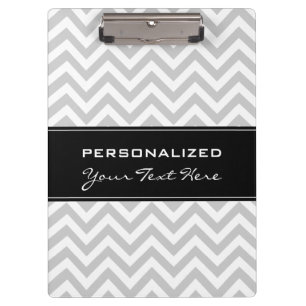 Personalised clipboard   Cool grey chevron pattern