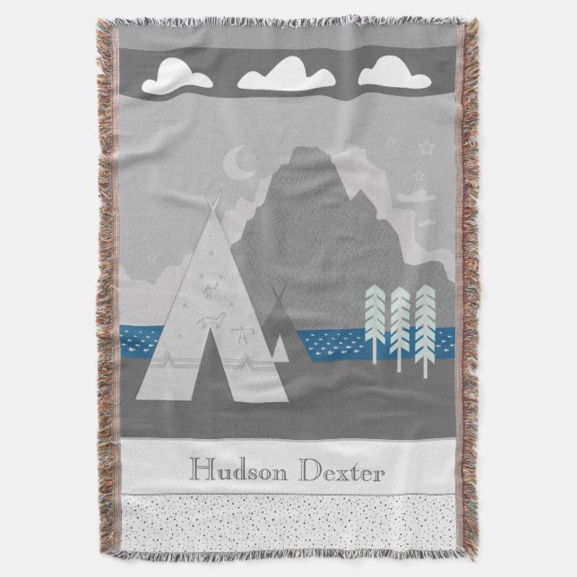 Personalised Cloud Mountain Teepee Blanket (Front Vertical)