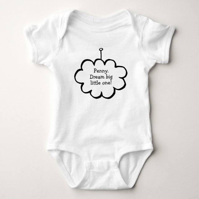 Personalised Cloud on a String Baby Bodysuit (Front)