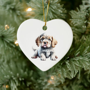 Personalised Clumber Spaniel Puppy Ceramic Tree Decoration