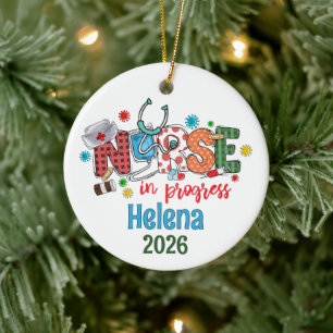 Personalised CNA, Certified Nurse Assistant Ceramic Tree Decoration