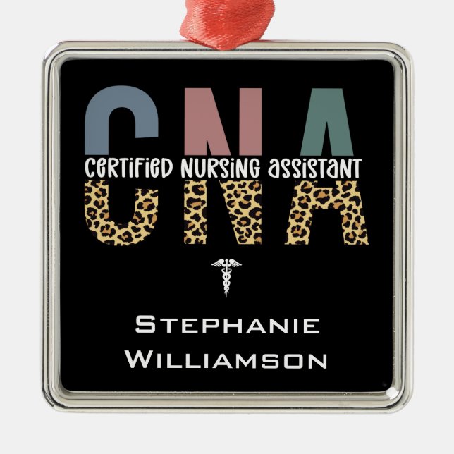 Personalised CNA Certified Nursing Assistant Metal Tree Decoration (Front)