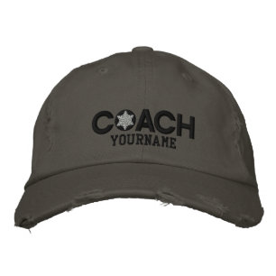 Personalised Coach Black And White Embroidered Hat