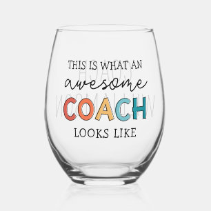 Personalised Coach Funny Awesome Coach Stemless Wine Glass