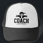 Personalised coach hat for official sports teams<br><div class="desc">Personalised coach hat for official sports teams supervision. Handy for soccer, basketball, softball, baseball, lacross, water polo, football, rugby, volleyball, handball, tennis and other sports that need an umpire. Great for High School games, college leagues and tournament matches. Personalise with custom name, team, trainer, school etc. Black and white or...</div>
