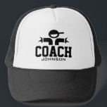 Personalised coach hat for official sports teams<br><div class="desc">Personalised coach hat for official sports teams supervision. Handy for soccer, basketball, softball, baseball, lacross, water polo, football, rugby, volleyball, handball, tennis and other sports that need an umpire. Great for High School games, college leagues and tournament matches. Personalise with custom name, team, trainer, school etc. Black and white or...</div>