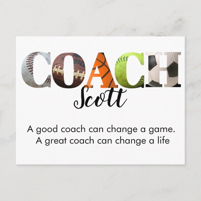 Personalised Coach name players  Postcard (Front)