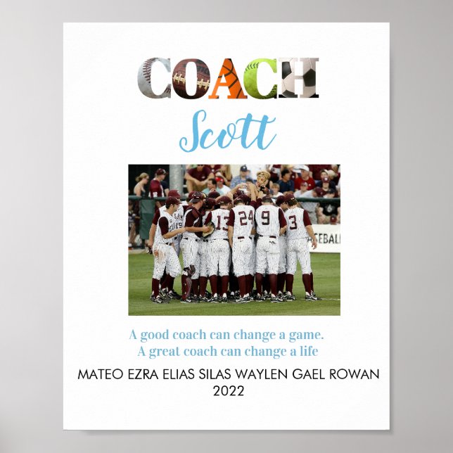 Personalised Coach name Poster (Front)