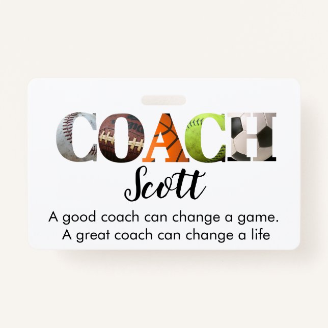 Personalised Coach name T-Shirt ID Badge (Front)