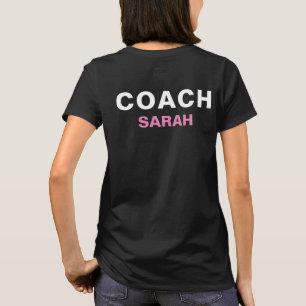 Personalised Coach Pink Black Bold Text T-Shirt