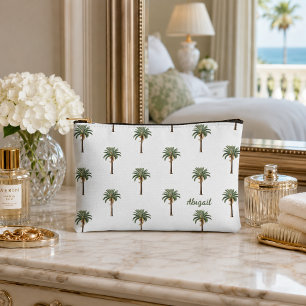 Personalised Coastal Chic Palm Trees with Name Accessory Pouch