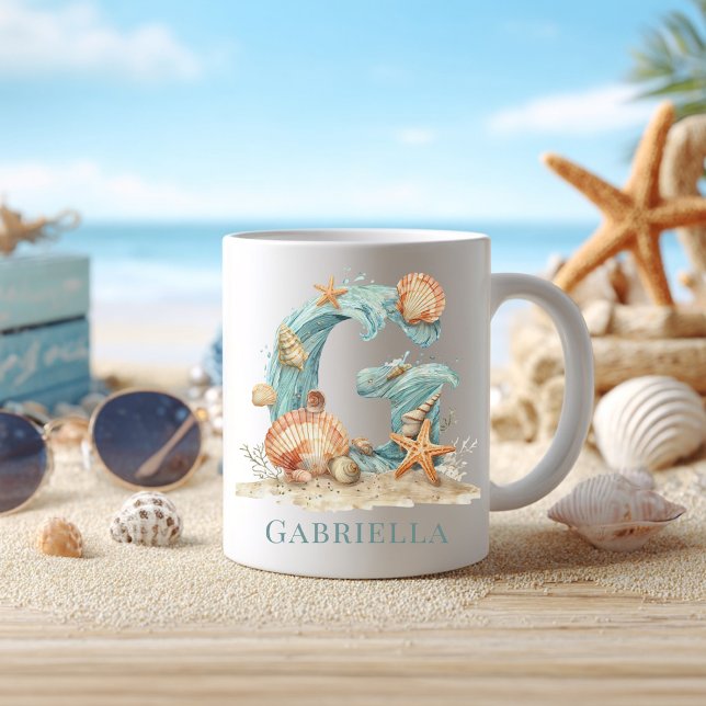 Personalised Coastal Monogram G Initial Beach Coffee Mug (Personalized Coastal Monogram G Initial Beach Coffee Mug)