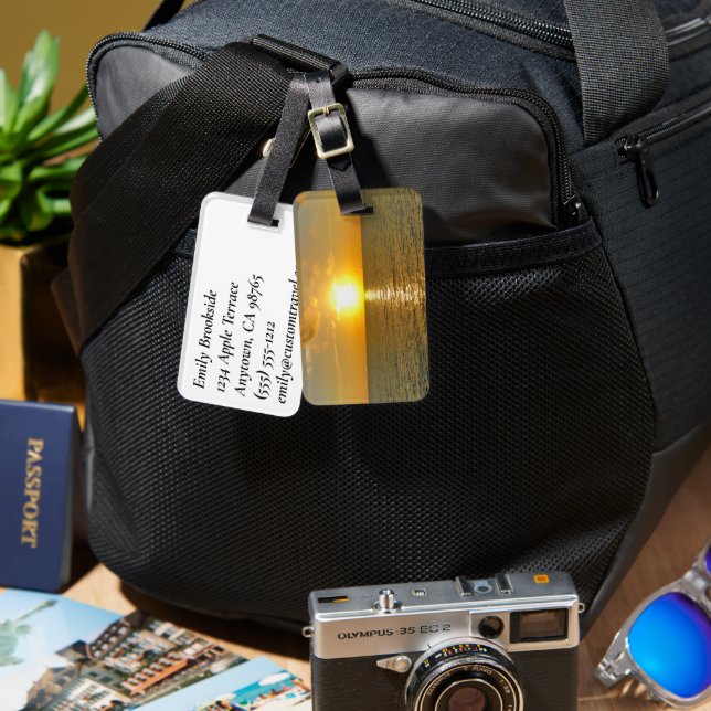 Personalised Coastal Ocean View Sunset Luggage Tag (Front & Back)