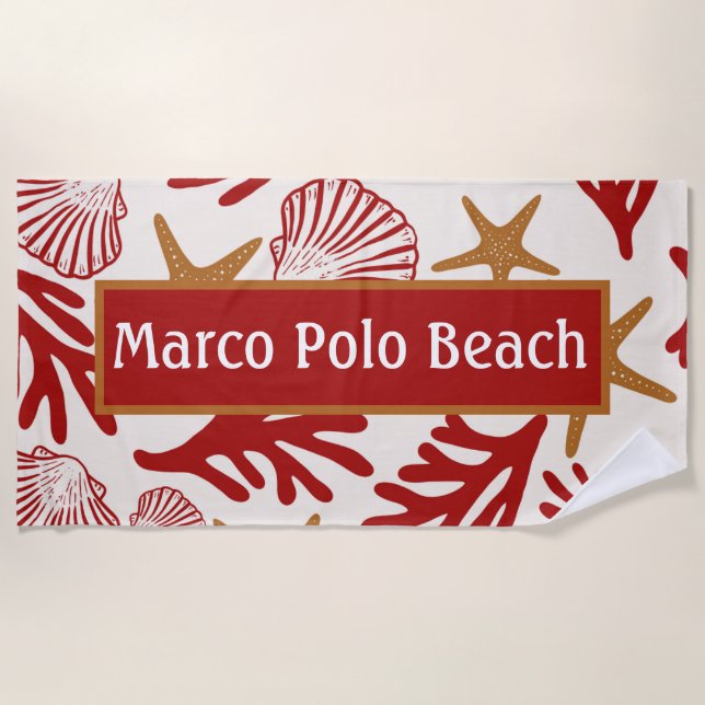 Personalised Coastal Seashell Beach Towel (Front)