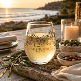 Personalised Coastal Wave Stemless Wine Glass