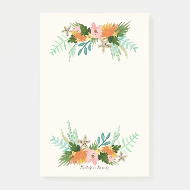 Personalised | Coastline Floral Post-it Notes (Front)