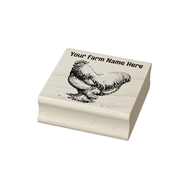 Personalised Cochin Rooster Chicken Farm Rubber Stamp (Stamp)
