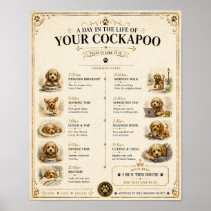 Personalised Cockapoo Daily Routine Print Gift