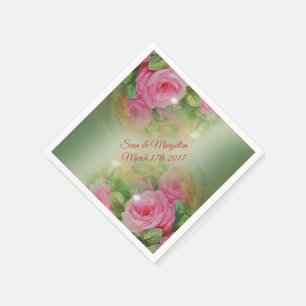 Personalised cocktail napkins vintage roses
