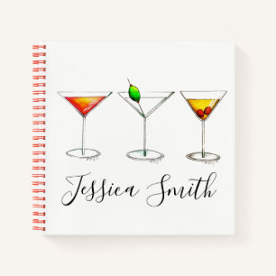 Personalised Cocktail Party Drinks Cosmo Martini Notebook