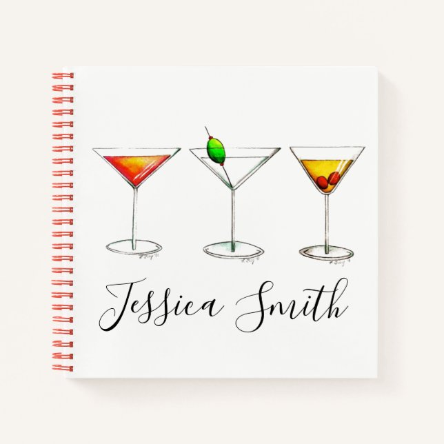Personalised Cocktail Party Drinks Cosmo Martini Notebook (Front)