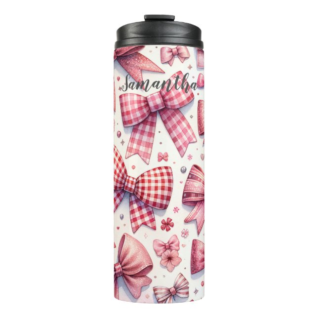 Personalised Cocquette Bows Thermal Tumbler (Front)