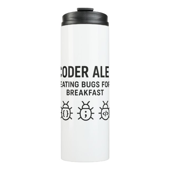 Personalised Coder Thermal Tumbler – Eating Bugs  (Front)