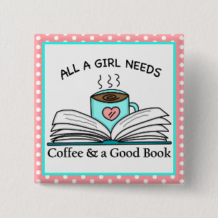 Personalised Coffee and a Good Book 15 Cm Square Badge