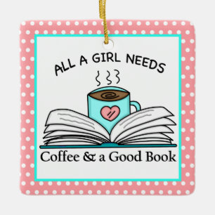 Personalised Coffee and a Good Book Ceramic Ornament