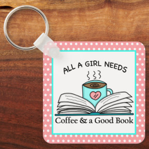 Personalised Coffee and a Good Book  Key Ring