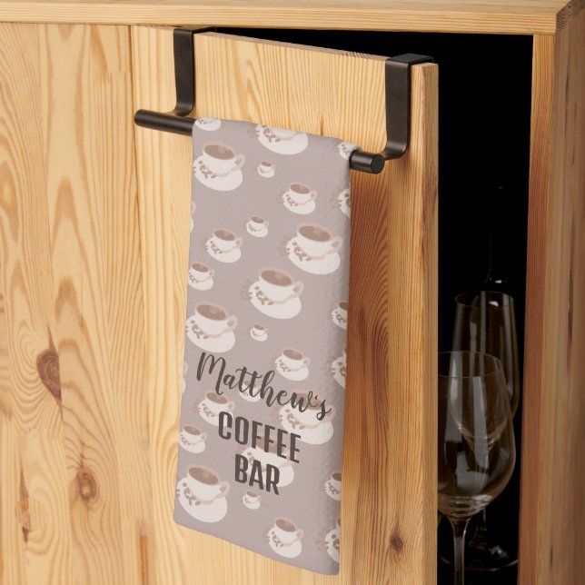 Personalised Coffee Bar Station Kitchen Towel (Thirds Fold)