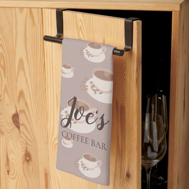 Personalised Coffee Bar Station Kitchen Towel (Thirds Fold)