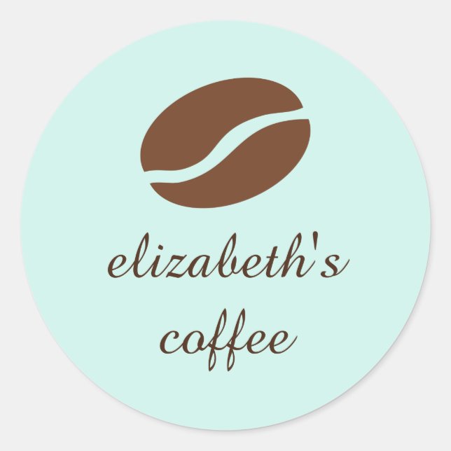 Personalised coffee bean classic round sticker (Front)