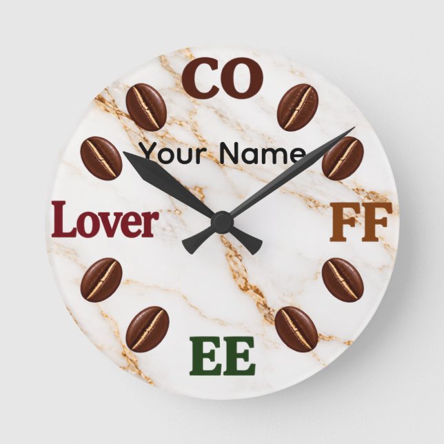 Personalised Coffee Bean Wall Clock Gift (Front)