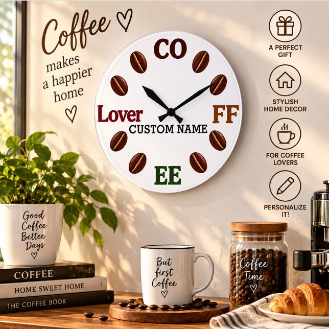 Personalised Coffee Bean Wall Clock Gift  (Creator Uploaded)
