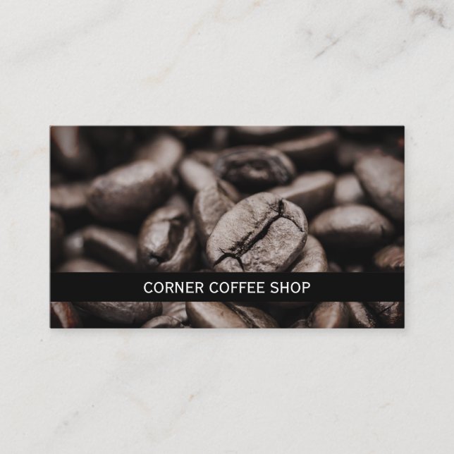 Personalised Coffee Beans Coffee Shop Modern Business Card (Front)