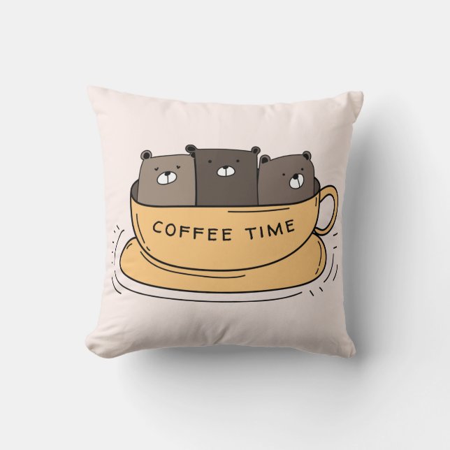 Personalised Coffee Bears Cushion (Front)